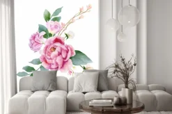 Naklejka: Piwonia w minimalistycznym bukiecie