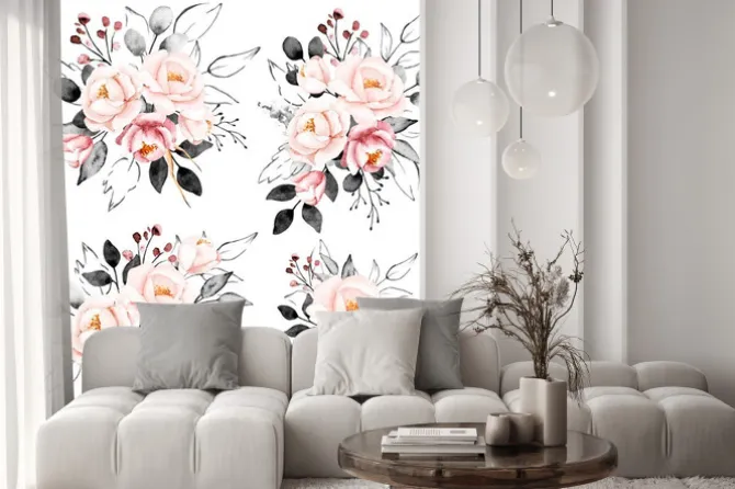 Naklejka: Piwonie na białym tle