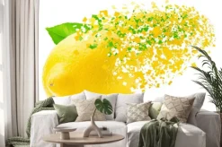 Naklejka: Pęknięcie cytryna wyizolowanych na białym tle