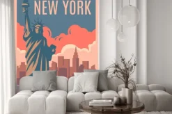 Naklejka: Plakat retro w nowym jorku.