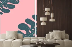 Naklejka: Plakat szablon z monstera pozostawia na tle. ilustracji wektorowych