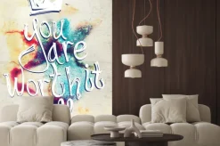 Naklejka: Plakat z ręcznie napisane cytatem na tle akwarele