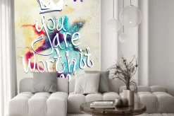 Naklejka: Plakat z ręcznie napisane cytatem na tle akwarele