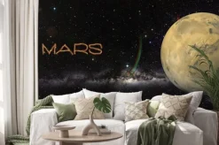 Naklejka: Planeta mars w przestrzeni kosmicznej.