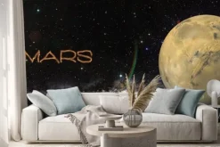 Naklejka: Planeta mars w przestrzeni kosmicznej.