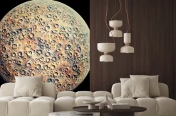 Naklejka: Planeta z kraterów na czarnym