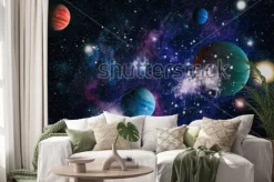 Naklejka: Planets, stars and galaxies in outer space showing the beauty