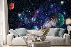 Naklejka: Planets, stars and galaxies in outer space showing the beauty