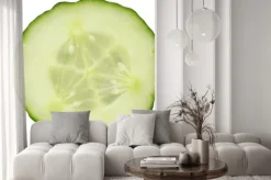 Naklejka: Plasterek ogórka wyizolowanych na białym tle