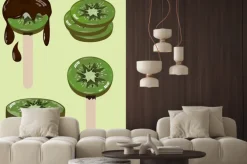 Naklejka: Plasterki kiwi z czekolady