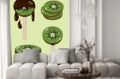 Naklejka: Plasterki kiwi z czekolady