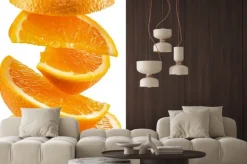 Naklejka: Plastry pomarańczy na białym tle.