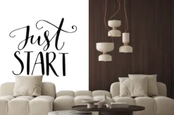 Naklejka: Po prostu zacznij. motywacyjne zdanie, ręcznie drukiem cytat