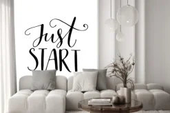 Naklejka: Po prostu zacznij. motywacyjne zdanie, ręcznie drukiem cytat