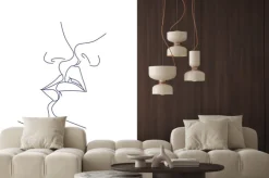 Naklejka: Pocałunek namalowany linią w stylu line art