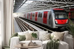 Naklejka: Pociąg metra na stacji metra