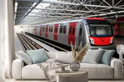 Naklejka: Pociąg metra na stacji metra