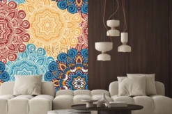 Naklejka: Połączona wzór płytka z mandalas. vintage elementy dekoracyjne.