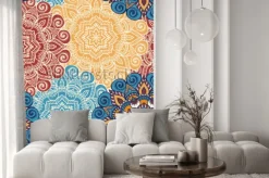 Naklejka: Połączona wzór płytka z mandalas. vintage elementy dekoracyjne.