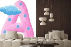 Naklejka: Początkowa różowy list z chmury