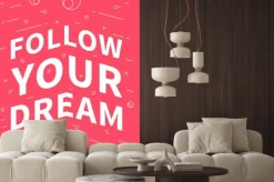 Naklejka: Podążaj za marzeniami. inspirujące (motywacyjny) cytat na czerwonym