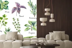 Naklejka: Podpisane zioła namalowane akwarelą