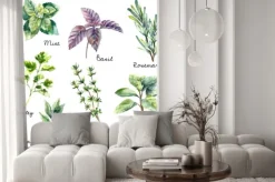 Naklejka: Podpisane zioła namalowane akwarelą