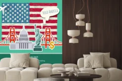 Naklejka: Pojęcie podróży lub nauki angielskiego.