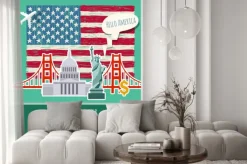 Naklejka: Pojęcie podróży lub nauki angielskiego.