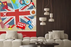 Naklejka: Pojęcie podróży lub nauki angielskiego.