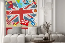 Naklejka: Pojęcie podróży lub nauki angielskiego.