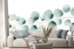 Naklejka: Pojedyncza gałązka eukaliptusa na białym tle