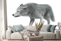 Naklejka: Polar wilk na białym