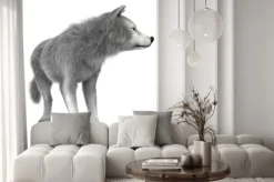 Naklejka: Polar wilk na białym