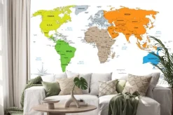 Naklejka: Political world map on white background, with every state labeled