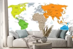 Naklejka: Political world map on white background, with every state labeled