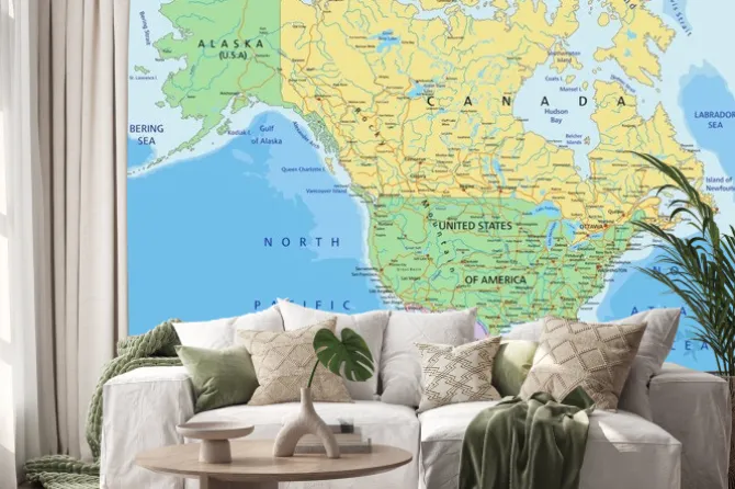 Naklejka: Polityczna mapa ameryki północnej z państwami