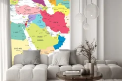 Naklejka: Polityczna mapa bliskiego wschodu i azji na białym