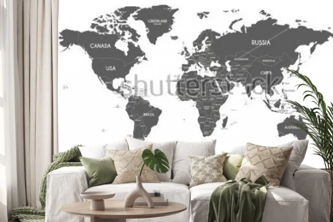 Naklejka: Polityczna mapa świata wektor ilustracja na białym tle.