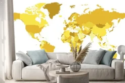 Naklejka: Polityczna pusta mapa świata ilustracji wektorowych z różnymi