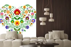 Naklejka: Polski folklor - wzór w kształcie serca