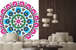 Naklejka: Polski tradycyjny wzór ludowy w cirle