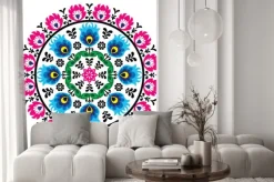 Naklejka: Polski tradycyjny wzór ludowy w cirle