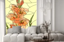 Naklejka: Pomarańczowa lilia na witrażu