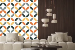 Naklejka: Pomarańczowy geometryczny wzór retro bezszwowe