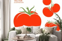 Naklejka: Pomidor. wyizolowane z warzyw na białym tle