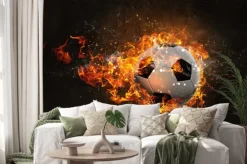 Naklejka: Płonąca piłka nożna