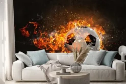 Naklejka: Płonąca piłka nożna