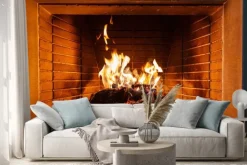 Naklejka: Płonące drewno w kominku