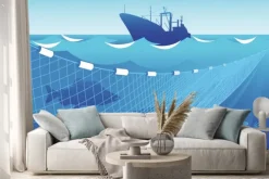 Naklejka: Połowy w morzu